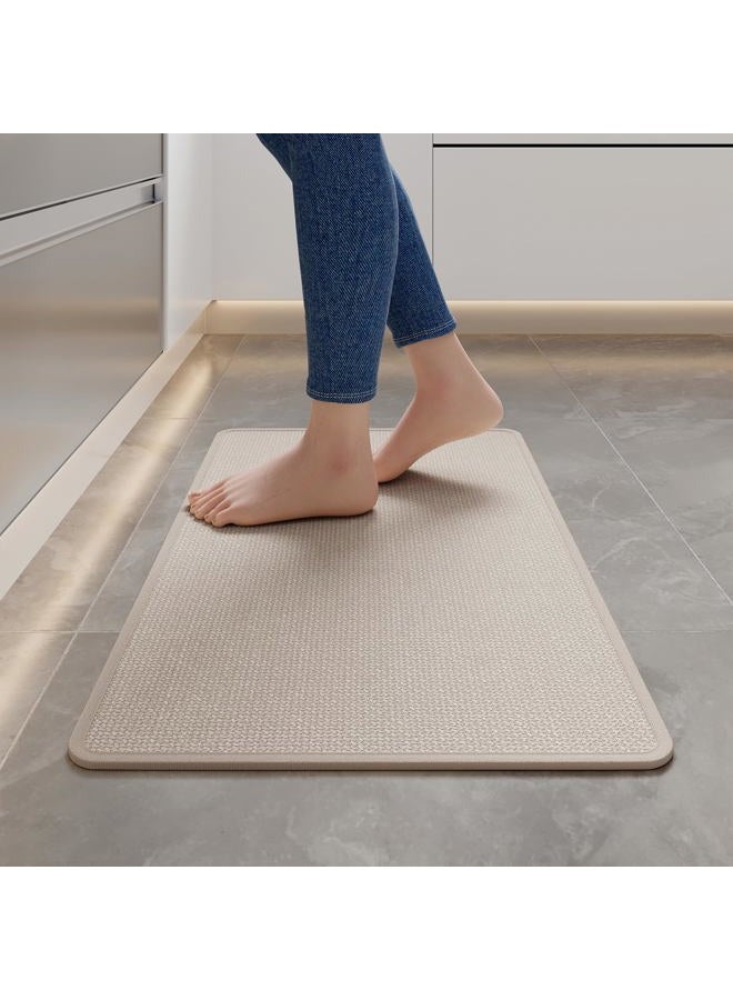 YDKGL Kitchen Mats for Floor, Super Absorbent Kitchen Rugs Non Slip Washable, Soft Imitation Linen Braided Kitchen Runner Rug, Standing Mat Kitchens Sink Mat, Easy to Clean, Beige 17x30 - Image 1