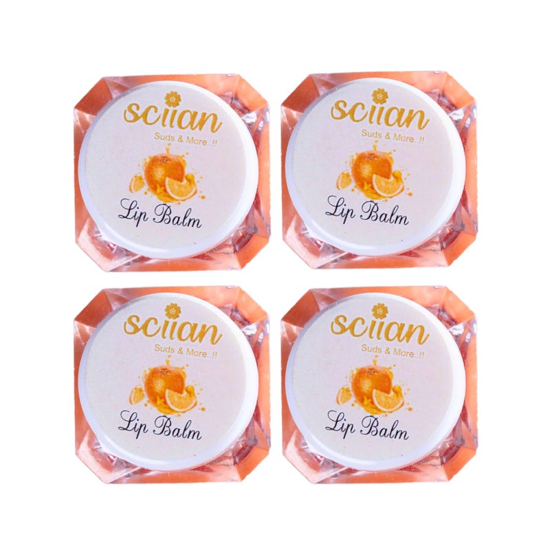 SCIIAN Orange Lip Balm for Naturally Glowing and Hydrated Lips 10 gm  Moisturizing Lip Balm  Lip Balm for Dry Lips  Lip Balm for Women  Lip Balm for Dark Lips to Lighten  Lip Balm with spf  Pack of 4 - Image 1
