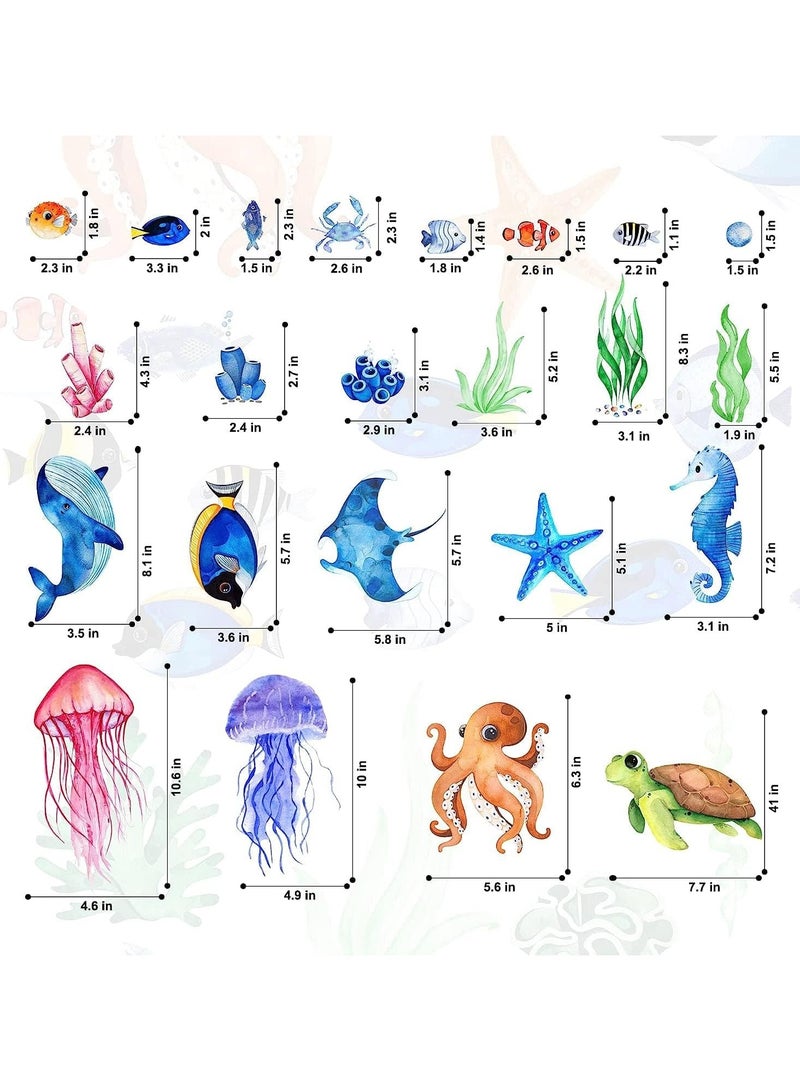 Today Idea Ocean Fish Wall Decals,Glow in The Dark Under The Sea Wall Decals Sea Life Animals Wall Stickers Removable Waterproof Peel and Stick for Boys Kids Bathroom Watercolor Ocean Creatures Decor(Upgrade) - Image 4