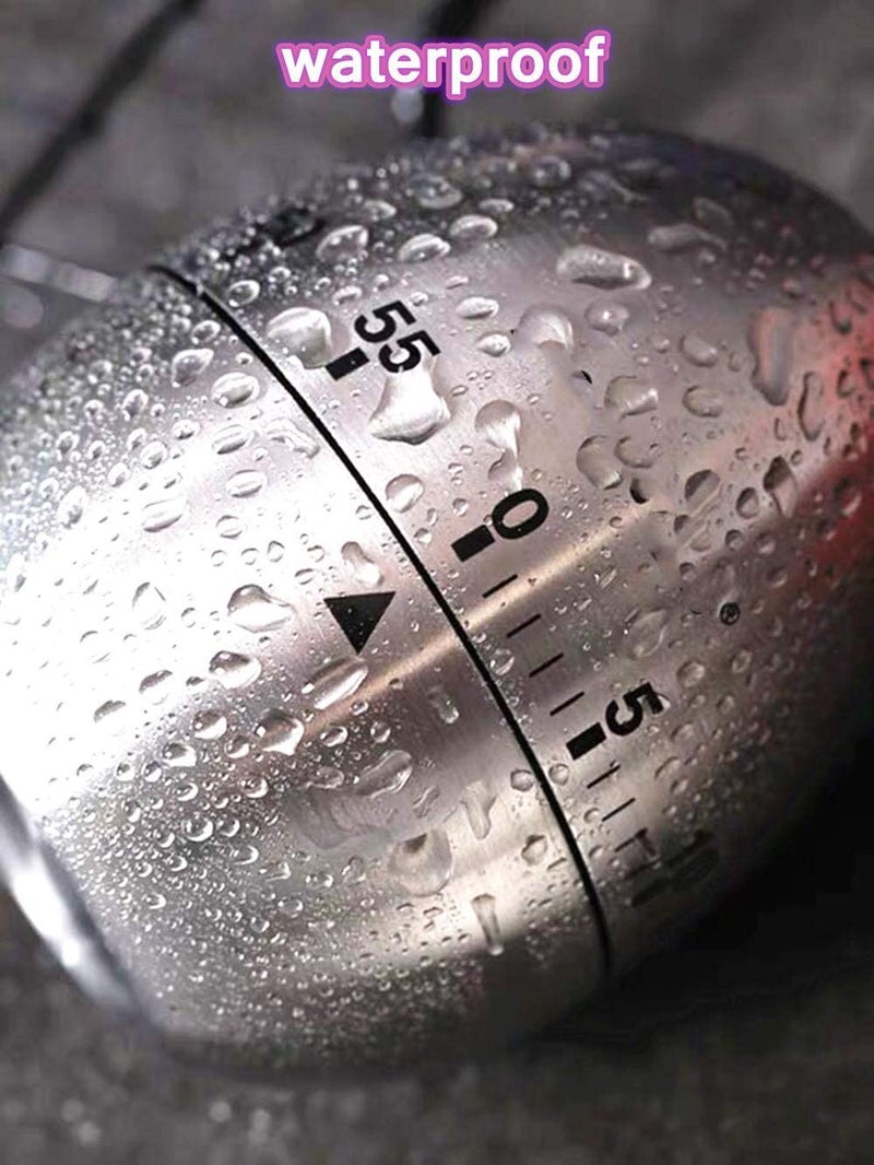 SHOPECOM Egg Timer Wind up Timer Kitchen Timer Cooking Timer Reminder Timer Mechanical Reminder Cute Timer Mechanical Rotating Alarm with 60 Minutes for Cooking Silver Egg Shape - Image 5