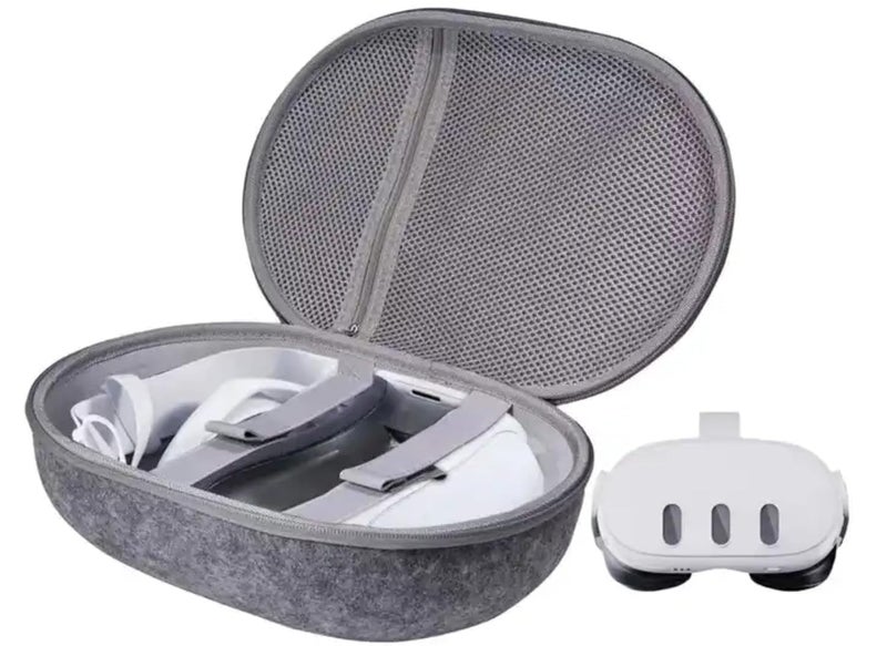 Careflection Carry Case for Oculus Meta Quest 3/ Quest 3 VR Glass Dust Proof Double Layer Storage Box & Travel Hand Carrying Bag Fits Virtual Reality Device+Elite Strap+Controllers+ Cable+ Kit, Grey - Image 1