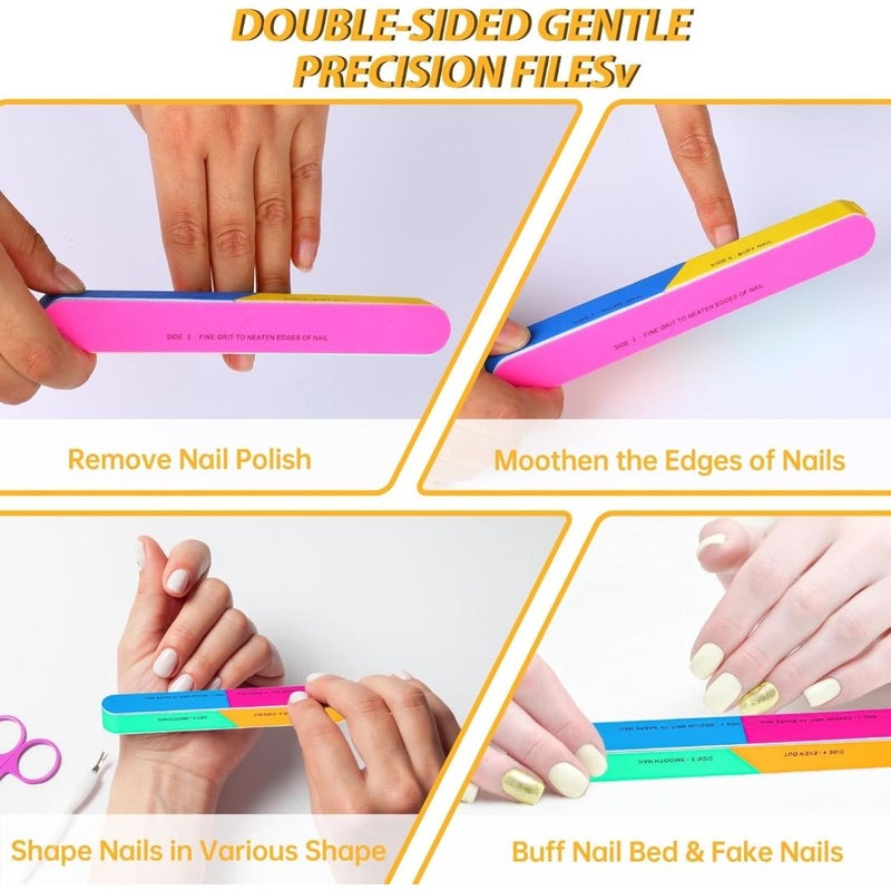 4pcs Professional Nail File Set Seven Sided Polishing File Nail Buffing Block For Natural Nails Nail Polishing File 7 Color Surfaces Versatile Use For All Nail Types - Image 5
