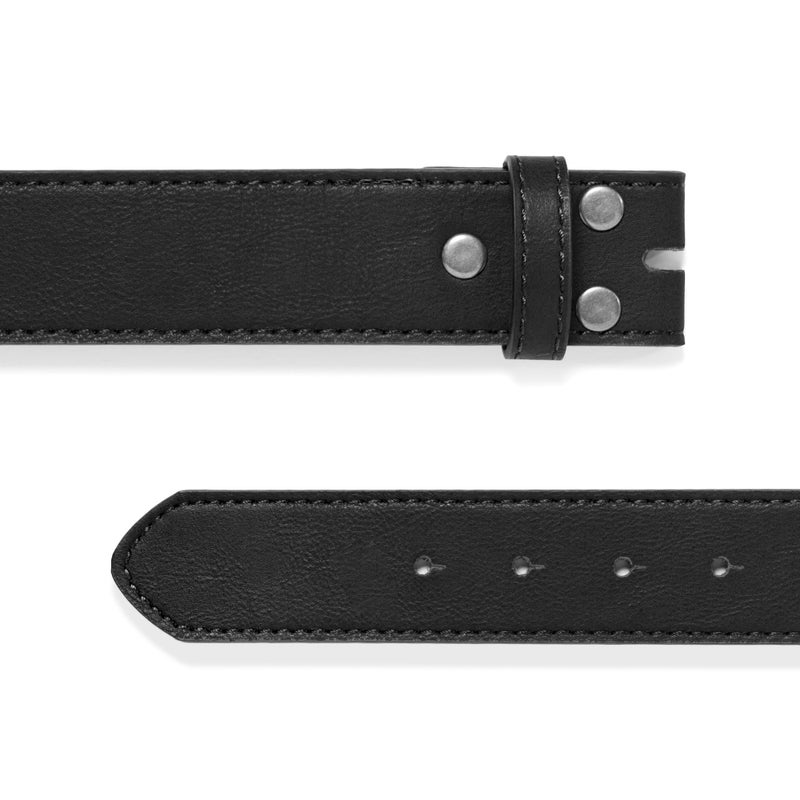 BC Belts Leather Belt Strap with Vintage Distressed Texture 1.5" Wide with Snaps (Black-M) - Image 5