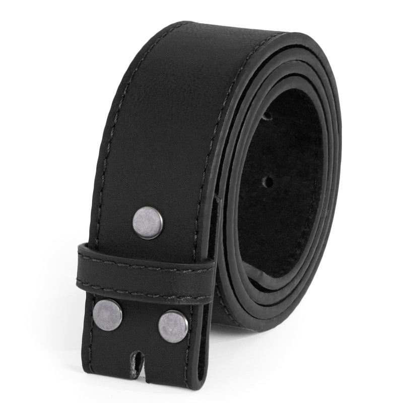 BC Belts Leather Belt Strap with Vintage Distressed Texture 1.5" Wide with Snaps (Black-M) - Image 1