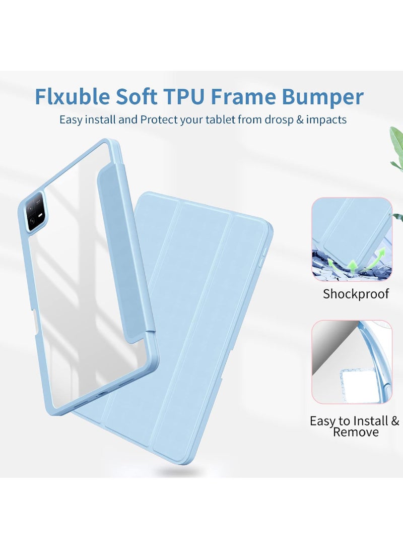 Case for Xiaomi Pad 6/Pad 6 Pro 11 inch Auto Wake & Sleep Slim Trifold Stand Case Cover with Pencil Holder Clear Trasparent Back Shell Csae for Xiaomi Pad 6 11inch/Xiaomi Pad 6 Pro 11inch