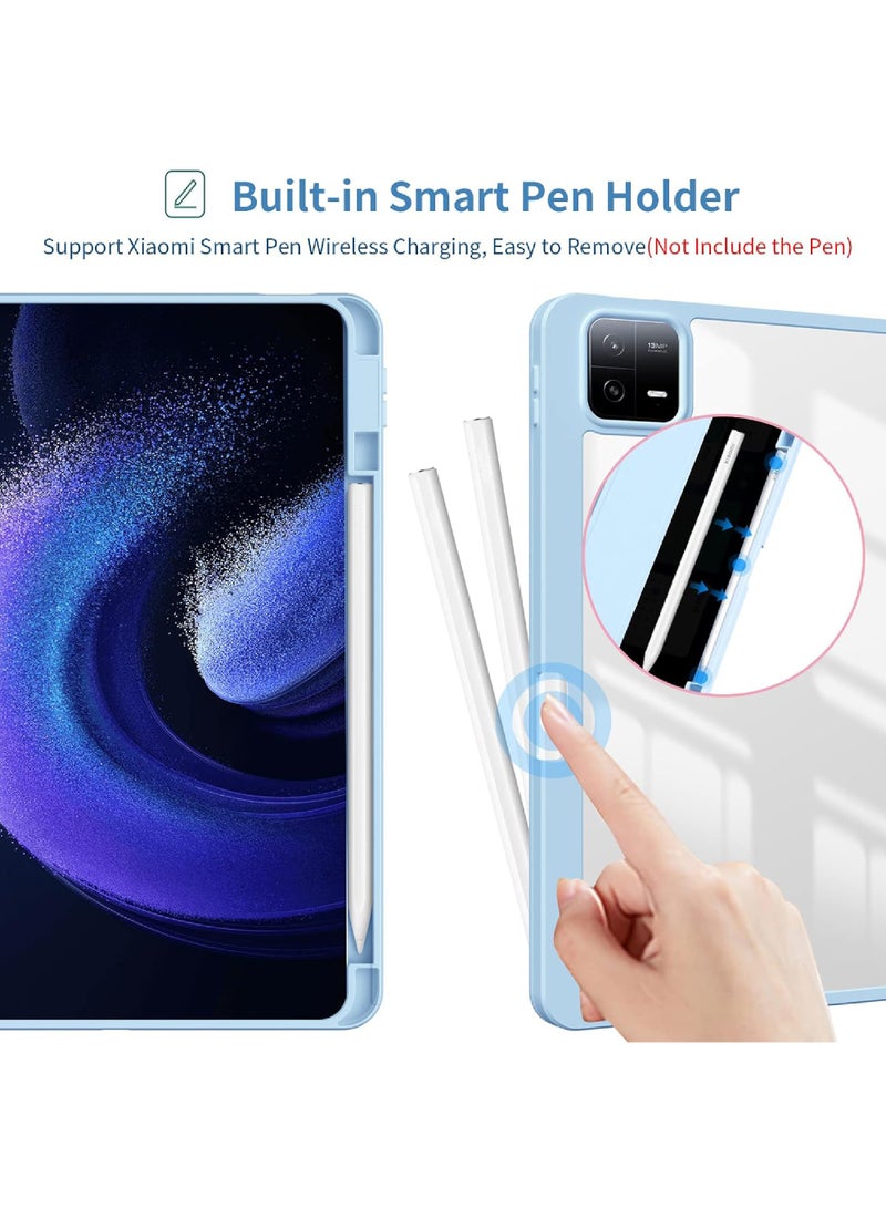 Case for Xiaomi Pad 6/Pad 6 Pro 11 inch Auto Wake & Sleep Slim Trifold Stand Case Cover with Pencil Holder Clear Trasparent Back Shell Csae for Xiaomi Pad 6 11inch/Xiaomi Pad 6 Pro 11inch