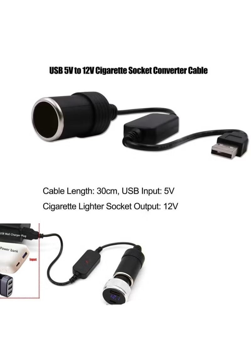 2PCS USB A Male to 12V Car= Socket Female Converter Cable Suitable for Converting Dash Cams Car Ambient Lights (Max 8W) - Image 2