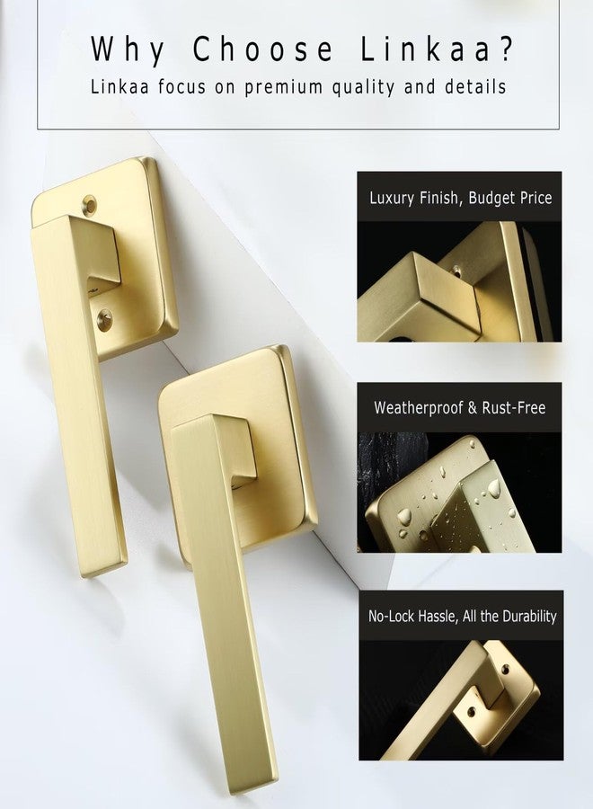 Linkaa Interior Passage Door Handle Brass Gold Lever Handles for Closet and Hallway Doors,Keyless Door Knob with no Lock,Heavy Duty Levers (Satin Brass，Passage，No Lock，3 Pack - Image 2