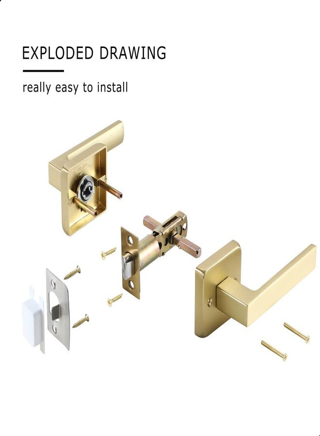 Linkaa Interior Passage Door Handle Brass Gold Lever Handles for Closet and Hallway Doors,Keyless Door Knob with no Lock,Heavy Duty Levers (Satin Brass，Passage，No Lock，3 Pack - Image 5