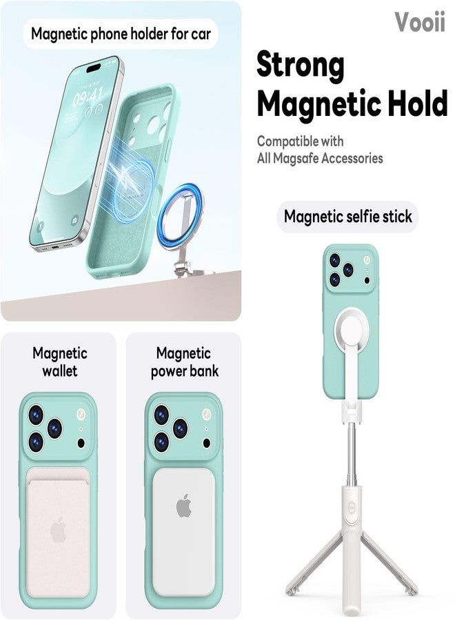 Vooii Magnetic Compatible with iPhone 17 Pro Case (Compatible with Magsafe) (Upgraded Camera Protection) Liquid Silicone Shockproof Full Body Protective Phone Cover for Women Men, Mint, 6.3” - Image 3