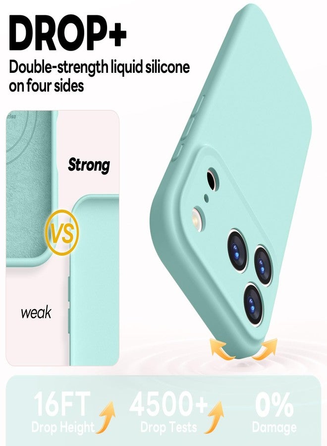 Vooii Magnetic Compatible with iPhone 17 Pro Case (Compatible with Magsafe) (Upgraded Camera Protection) Liquid Silicone Shockproof Full Body Protective Phone Cover for Women Men, Mint, 6.3” - Image 4