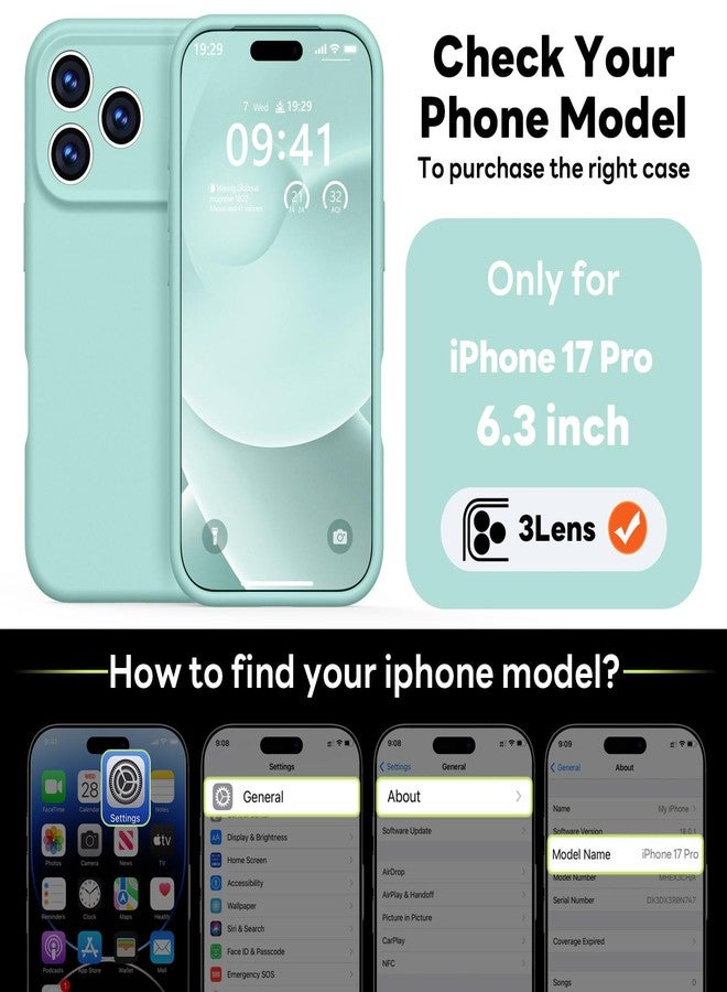 Vooii Magnetic Compatible with iPhone 17 Pro Case (Compatible with Magsafe) (Upgraded Camera Protection) Liquid Silicone Shockproof Full Body Protective Phone Cover for Women Men, Mint, 6.3” - Image 2