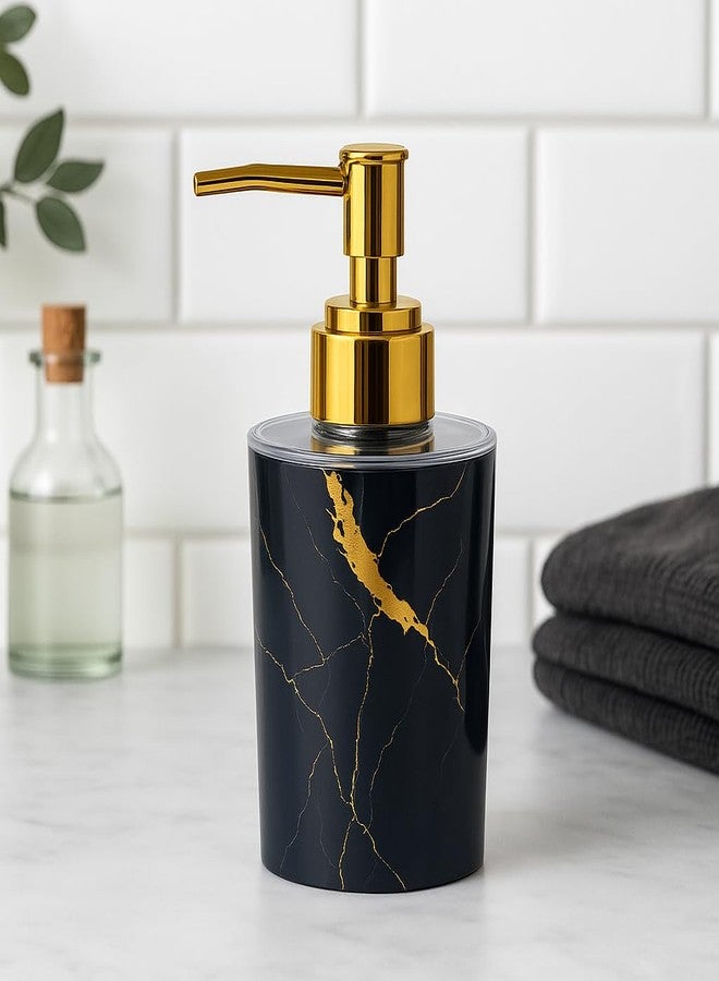 LAGET® 300ml Soap Dispenser for wash Basin - White Black Golden Print | Kitchen and Bathroom Accessories Items | Handwash Dispenser Bottle Gold Finsih Top- Set of 2 - Image 5