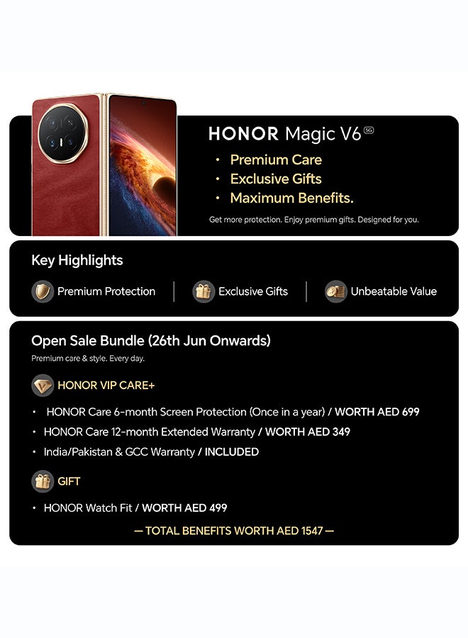 Honor Magic V6 5G Foldable Smartphone Dual SIM 5G Gold 16GB RAM 512GB Bundlle With Watch Fit, 6Month Screen Damage Protection Insurance & 12Month Extended Warranty - Middle East Version - Image 2