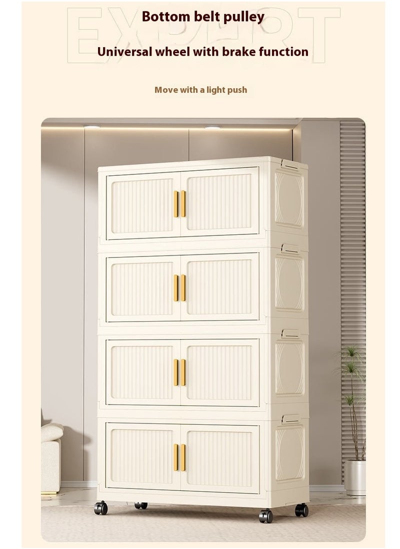 Concept home 59 x 27 x 137 cm 4-tier multifunctional multi-storey folding locker with double door pulleys  - Image 4