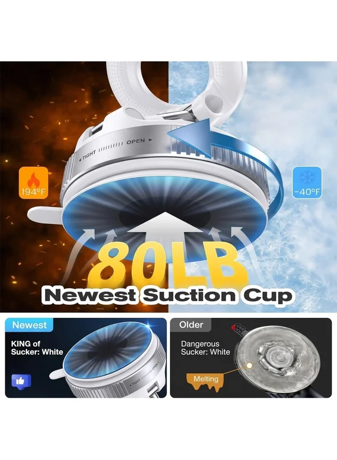 Mobcos Mobcos Car Phone Holder White Magnetic Safe Car Phone Holder – Magnetic Suction Cup Mount with 360° Rotation, Foldable Pocket-Size Design, Strong Grip for Dashboard & Windshield | White  | Best Price UAE