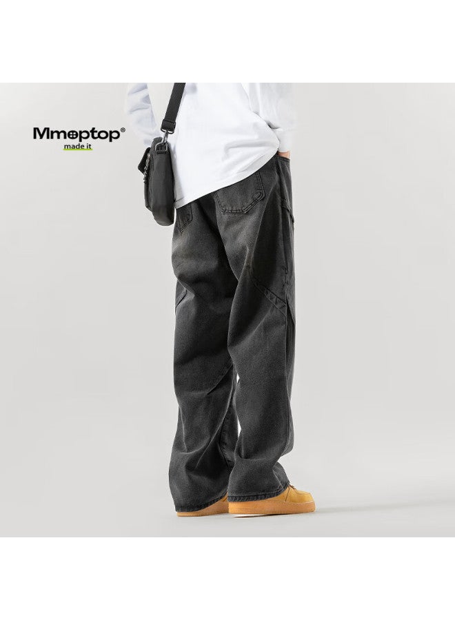 Mmoptop Men's Autumn And Winter Loose Retro Straight-leg Casual Pants 23k30104 Black L - Image 4