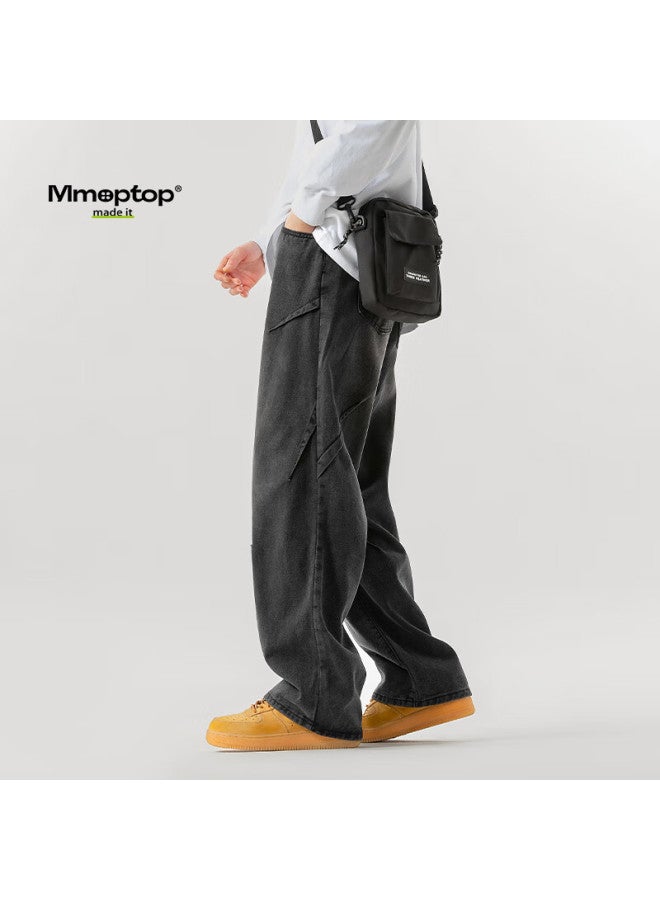 Mmoptop Men's Autumn And Winter Loose Retro Straight-leg Casual Pants 23k30104 Black L - Image 5