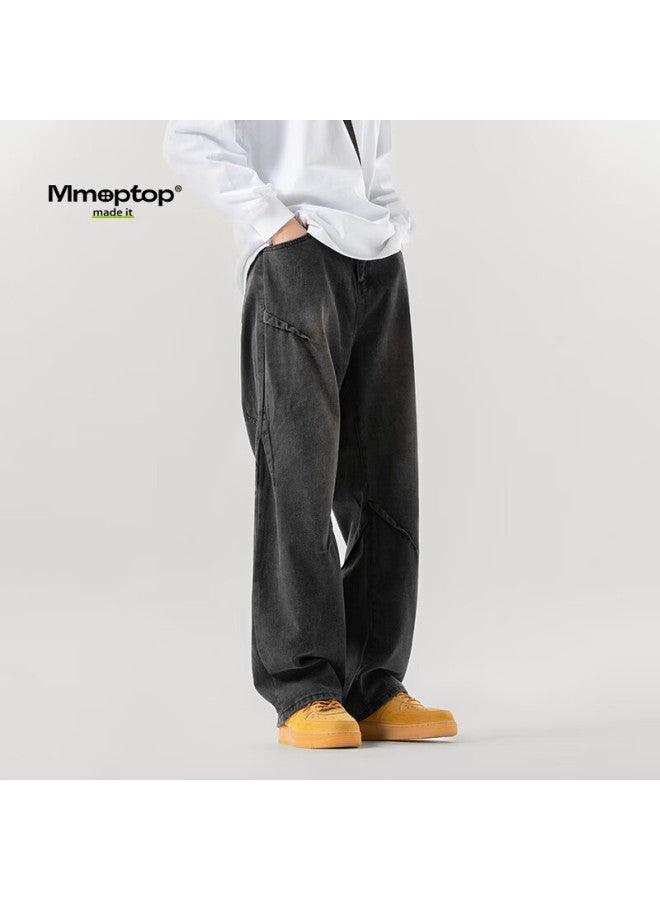 Mmoptop Men's Autumn And Winter Loose Retro Straight-leg Casual Pants 23k30104 Black L - Image 3