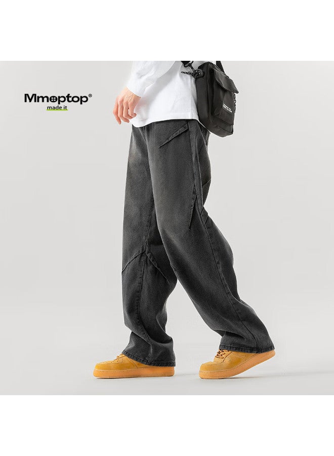 Mmoptop Men's Autumn And Winter Loose Retro Straight-leg Casual Pants 23k30104 Black L - Image 1