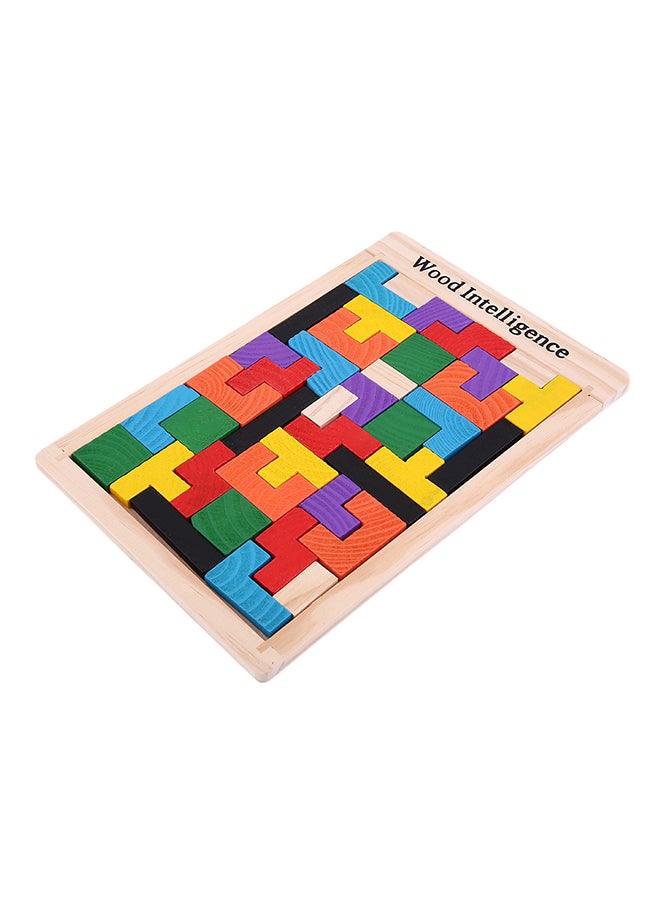 Colorful Wooden Tetris Puzzle Tangram Brain Teaser Puzzle Toys Educational - Image 1