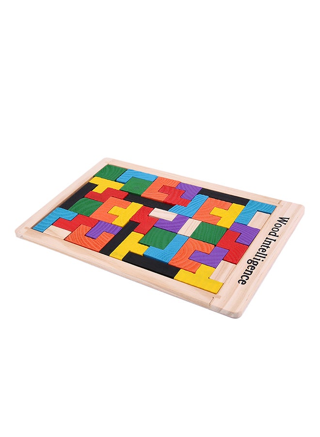 Colorful Wooden Tetris Puzzle Tangram Brain Teaser Puzzle Toys Educational - Image 2