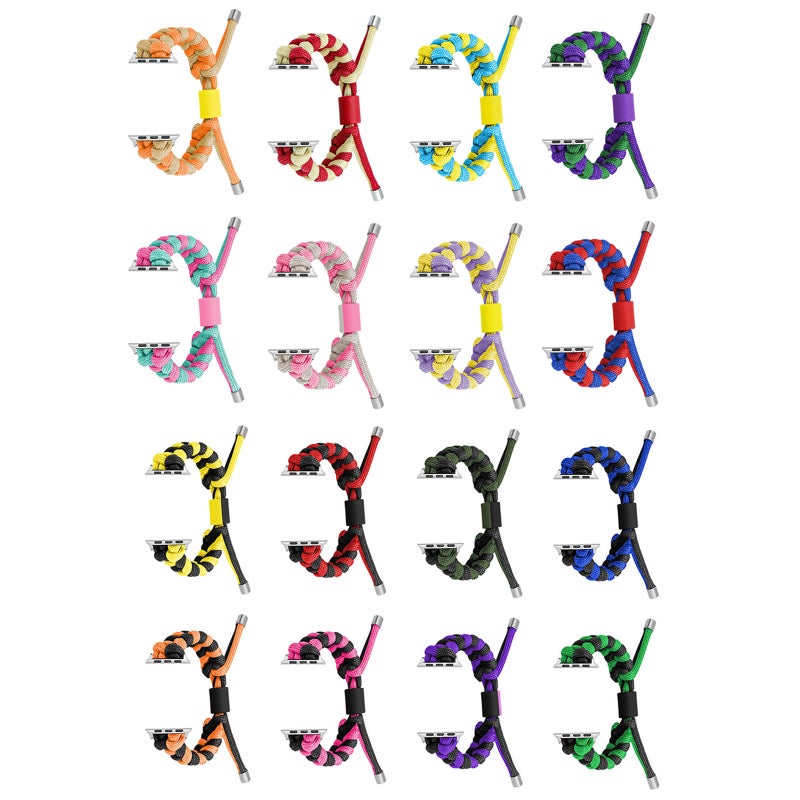 إيروريكس سوار ساعة Apple Watch Series 3 38 مم من السيليكون المضفر بذيل السمكة من باراكورد (وردي أحمر أخضر) - Image 5