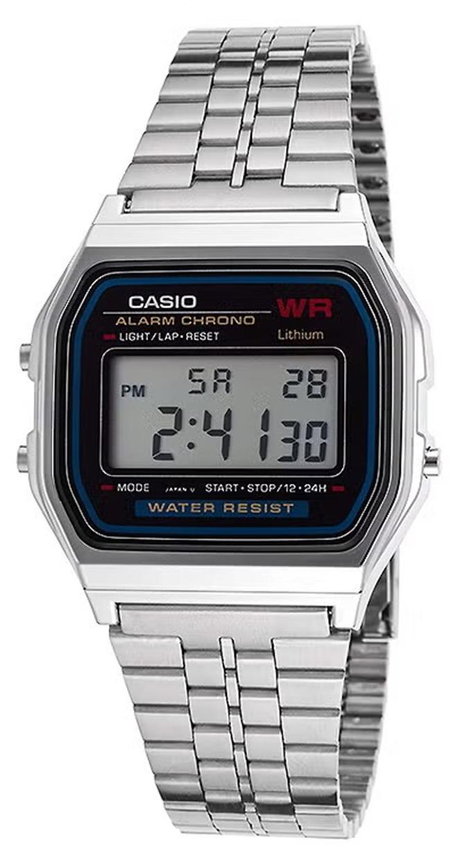 CASIO Men's Water Resistant Stainless Steel Digital Casio Watch A-159W - 33 mm - Silver - Image 1