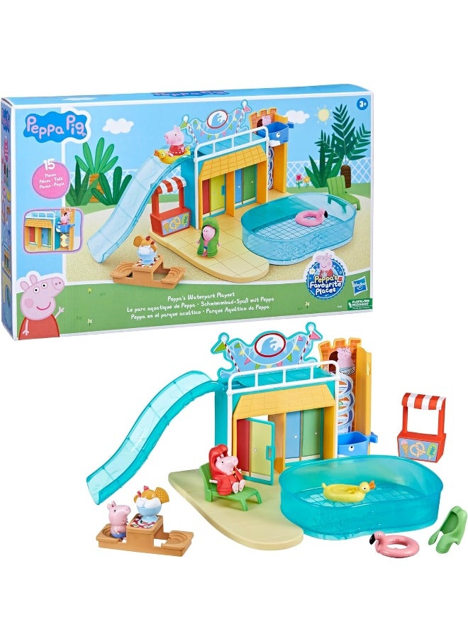 Peppa Pig Peppa Pig Toys Peppa's Waterpark Playset, Peppa Pig Playset with 2 Peppa Pig Figures, Preschool Toys for 3 Year Old Girls and Boys and Up  - Image 1