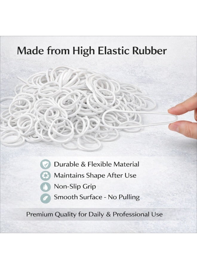 Jagravo 1100 Pcs White Mini Elastic Hair Bands – Soft Poly Rubber Hair Ties for Baby Girls & Kids – Gentle No Pull Ponytail Elastics – Durable Hair Bands for Daily Styling - Image 3