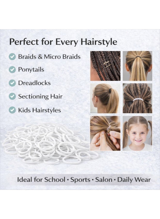 Jagravo 1100 Pcs White Mini Elastic Hair Bands – Soft Poly Rubber Hair Ties for Baby Girls & Kids – Gentle No Pull Ponytail Elastics – Durable Hair Bands for Daily Styling - Image 5