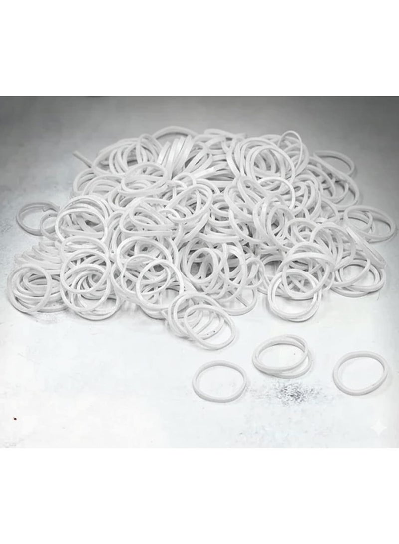 Jagravo 1100 Pcs White Mini Elastic Hair Bands – Soft Poly Rubber Hair Ties for Baby Girls & Kids – Gentle No Pull Ponytail Elastics – Durable Hair Bands for Daily Styling - Image 1