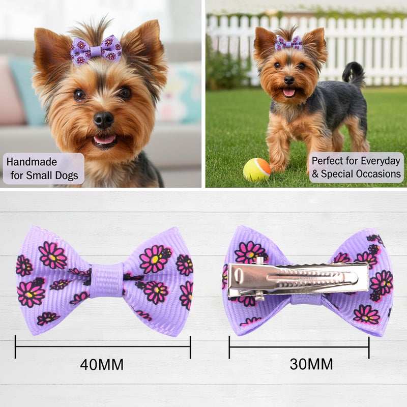 QingHan Dog Hair Bows Small Puppy Bowknot Clips for Pet Grooming Accessories Doggy Gifts 100Pcs (50 Pairs) - Image 4