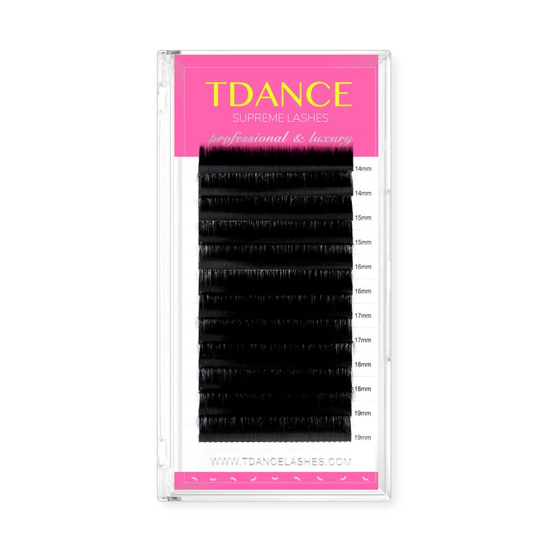TDANCE Lash Extension Matte Black Eyelash Extension C CC D DD J B L Curl Volume & Classic Lash Extensions 0.03-0.18mm Thickness Professional Salon Use(0.18-D,14-19 mm) - Image 1