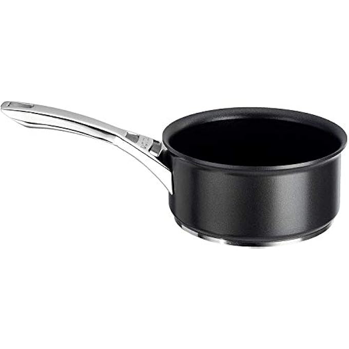 سركيولن مقلاة حليب إنفينيت 16 سم، مقلاة حليب حثية 14 لتر، غير لاصقة مع مقابض قاعدة من الفولاذ المقاوم للصدأ، آمنة للاستخدام في غسالة الأطباق، أواني طهي متينة مطلية بأكسيد الألومنيوم، قدر حليب أسود - Image 1