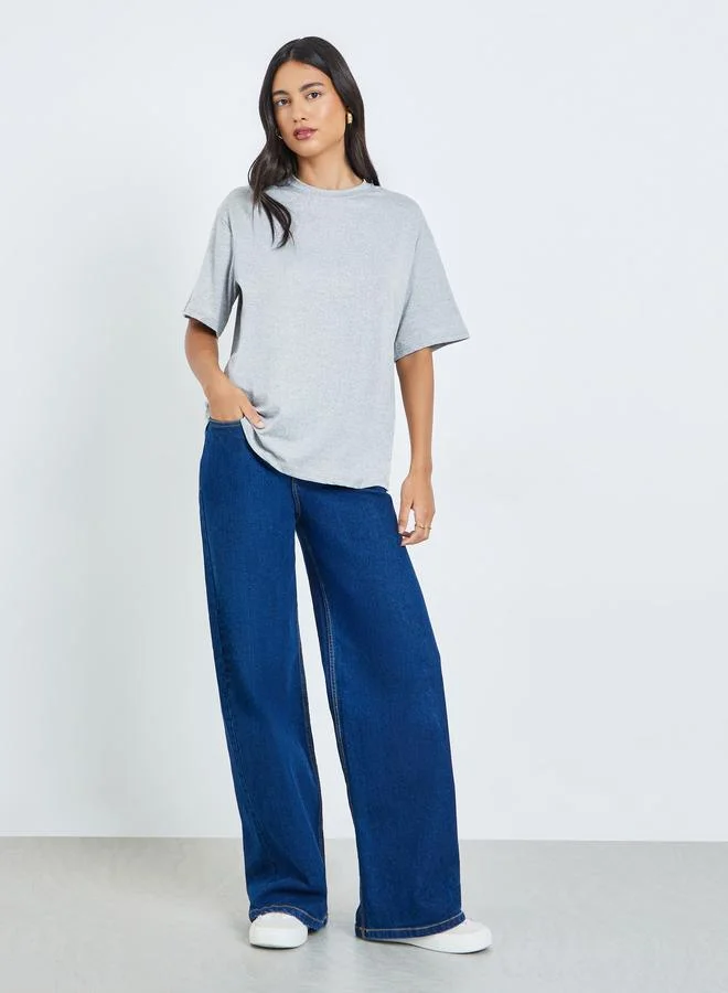 Styli Styli Grey Florida Graphic Print Relaxed Fit T-Shirt