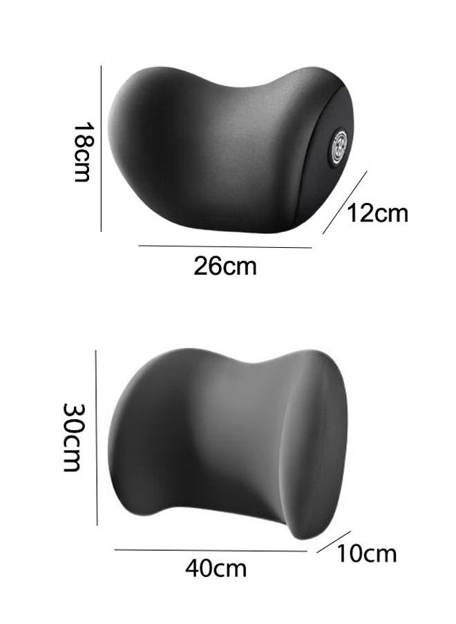 Generic Lumbar Support Pillow And Car Headrest Neck Pillow Set Car Back Cushion Lumbar Support And Car Neck Pillow Kit Relieve Neck And Back Pain Improve Posture Cushion Memory Foam Ergonomic Seat Cushion With Adjustable Strap Automotive Interior (Black)  - Image 2