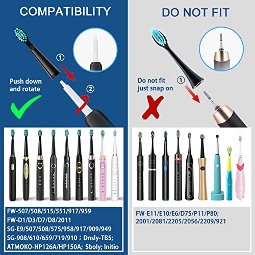 teeteck 5pc Toothbrush Heads Compatible with Fairywill D7D8FW507508 551917959D1D3 White - Image 5