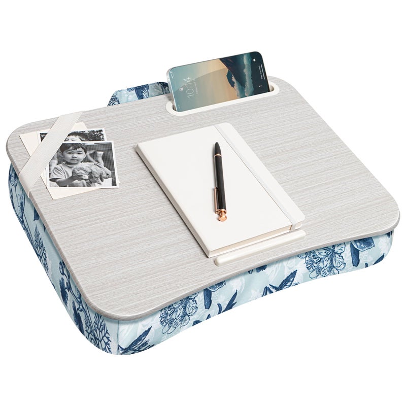 LAPGEAR Designer Lap Desk with Phone Holder and Device Ledge - Blue Blossoms - Fits up to 15.6 Inch Laptops - Style No. 45433 - Image 1