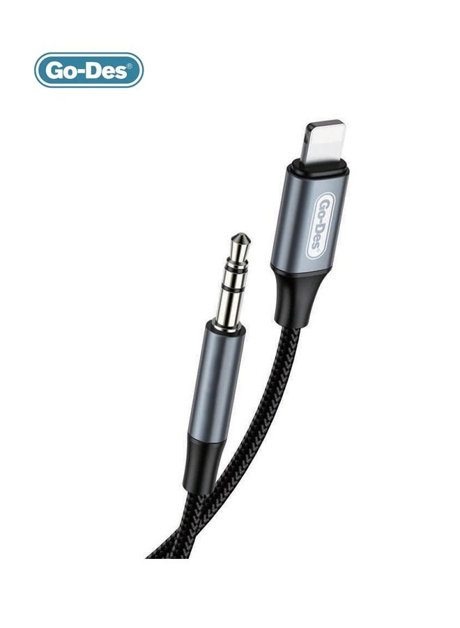 Go-Des Lightning to 3.5 Male Aux Audio Cable GAC-260 - أسود - Image 2