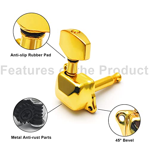 SAPHUE 3+3 Semi-closed Guitar Tuners String Tuning Pegs Keys Machine Heads Set for for Acoustic or Electric Guitar (Gold) - Image 4