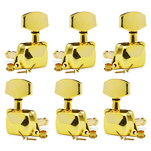 SAPHUE 3+3 Semi-closed Guitar Tuners String Tuning Pegs Keys Machine Heads Set for for Acoustic or Electric Guitar (Gold) - Image 1