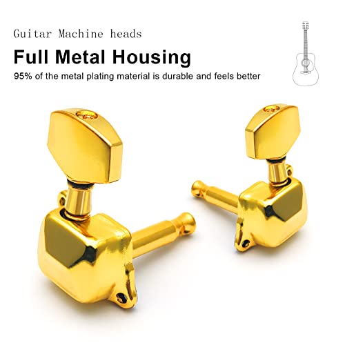 SAPHUE 3+3 Semi-closed Guitar Tuners String Tuning Pegs Keys Machine Heads Set for for Acoustic or Electric Guitar (Gold) - Image 2