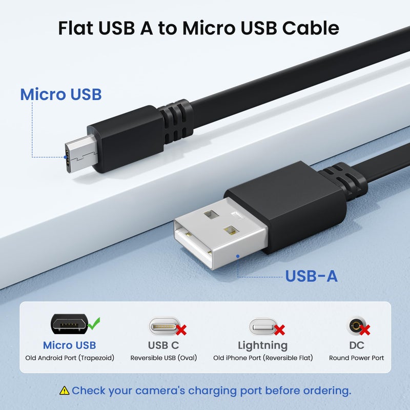 Itramax Micro USB Extension Cable 20FT 2Pack,Flat USB to Micro Long Charging Power Extender Cord Wire Replacement for Security Camera,Blink Mini/XT/XT2/Outdoor 3,25,Wyze Cam v4/Pan v3,Ring,Arlo,eufy - Image 2