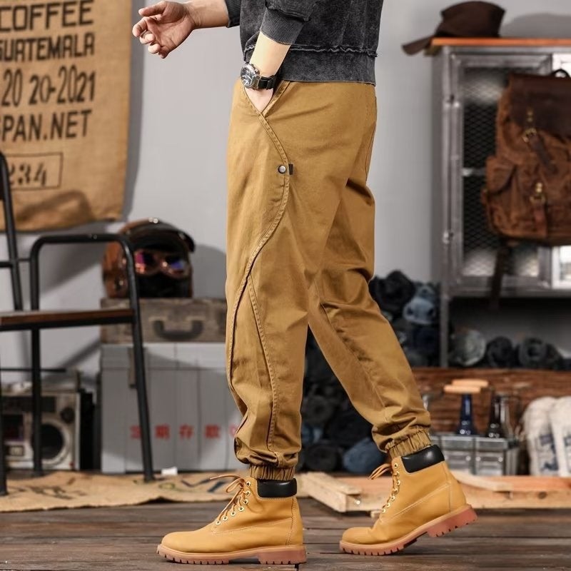 Generic Spring New Style Functional Style Simple Fashion Workwear Trousers Mens Trendy Solid Color All-match Trendy Leg-toe Sports Trousers Black - Image 2
