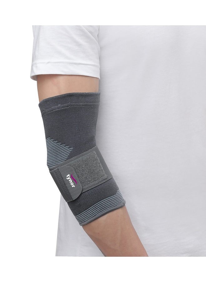 Tynor Tynor Elbow Support, for Joint Stability & Pain Relief | Breathable & Lightweight for Sports, Arthritis, Workout, Gym & Exercise | Easy Elbow Movement With Comfort | Pack of 1 (Grey, XL)  - Image 1