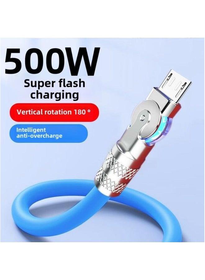 USB Cable Android Rotating With Light 500W Flash Charging Data Bold Fast For Huawei OPPO Glory-Color:500w Luminous Zinc Alloy 【blue】 Ladder - 1.05m Special Grade Copper Core Durable And Will Not Dam - Image 3