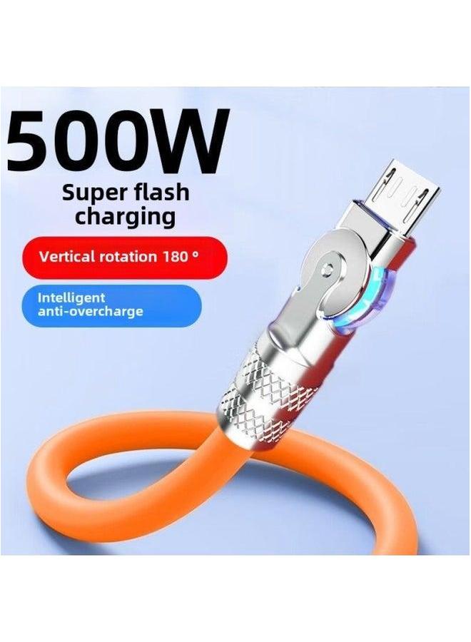 USB Cable Android Rotating With Light 500W Flash Charging Data Bold Fast For Huawei OPPO Glory-Color:500w Luminous Zinc Alloy 【blue】 Ladder - 1.05m Special Grade Copper Core Durable And Will Not Dam - Image 2