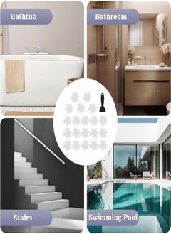 20 Pieces Non-Slip Bathroom Stickers with Premium Scraper Flower Shape Transparent Non Slip Stickers for Bathtub, Stairs, Ladders, Shower Floor and Kitchen - pzsku/Z105197AE34F405BB862EZ/45/_/1710841264/5b198825-c67e-4622-91e8-0e0300e6c3c3