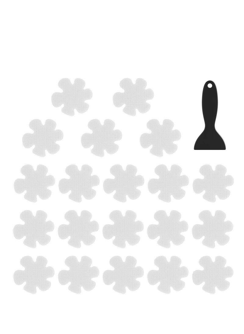 Oasisgalore 20 Pieces Non-Slip Bathroom Stickers with Premium Scraper Flower Shape Transparent Non Slip Stickers for Bathtub, Stairs, Ladders, Shower Floor and Kitchen  - Image 1